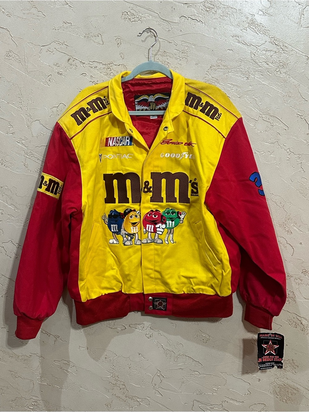 Vintage JH Design M&M's NASCAR Racing Jacket #36 Ernie Irvin with Tags Size Med
